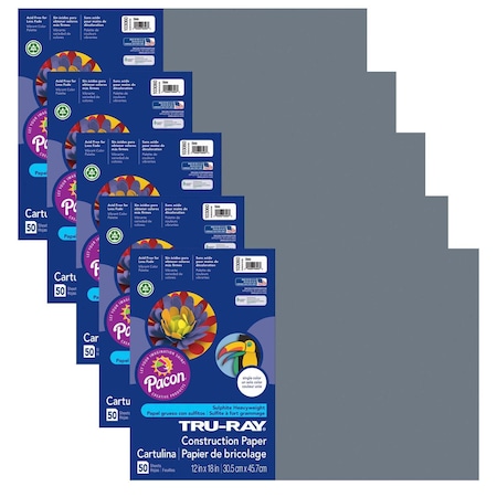 Pacon Tru-Ray Construction Paper, Slate, 12x18in, PK250 P103060